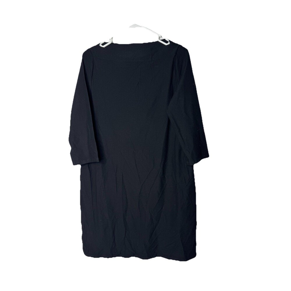 Eileen Fisher Womens Size M Black Viscose Bateau Neck 3/4 Sleeve Dress